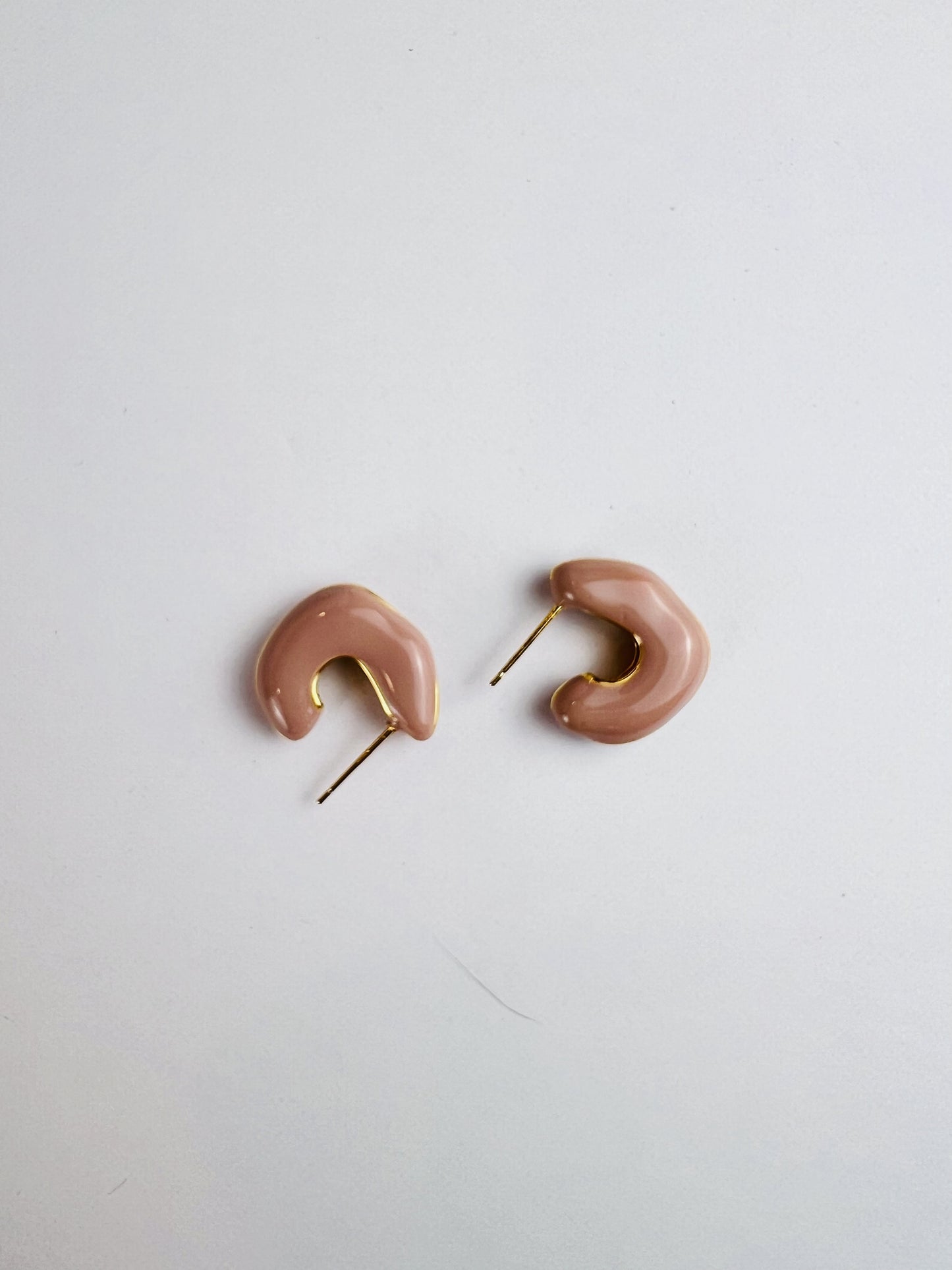 Elokey&Wang Collection Blush Pink Crescent Hoop Earrings , the crescent shape brings a playful yet refined element to your jewelry collection