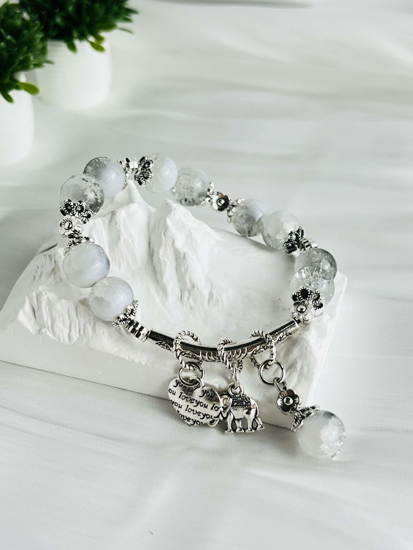 Eternal Love White Crystal Charm Bracelet